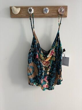 O'Neill Teal Multicolor Floral Paisley Cowl Camisole